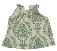 Smetanovo-khaki vzorovaný halenkový top SHEIN