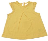 Žluté tričko s krajkovými rukávy H&M