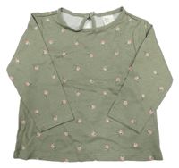 Nové - khaki triko s růžemi H&M