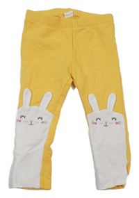 Hořčicovo-bílé teplé legíny s králíky H&M