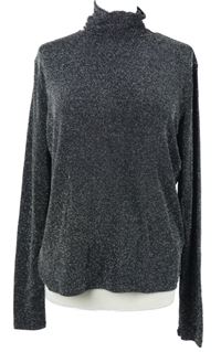 Dámské černé třpytivé triko s rolákem H&M