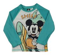 Zeleno-bílé UV triko s Mickeym Disney