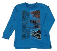 Modrozelené melírované mikinotriko s dinosaury Next