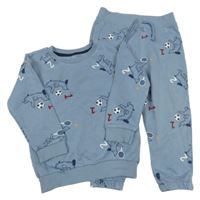 2Set - Šedomodrá mikina s pejsky + tepláky PRIMARK