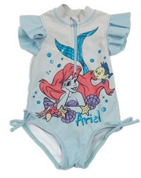 Světlemodro-bílé UV plavky s Ariel a volánky PRIMARK
