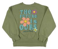 Khaki oversize mikina s nápisem H&M