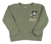 Khaki mikina s Mickey a žebrováním C&A