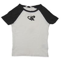 Bílo-antracitové žebrované tričko - Olivia Rodrigo H&M