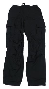 Černé šusťákové cargo cuff kalhoty zara