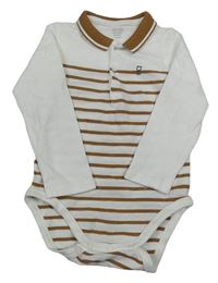 Bílo-hnědé pruhované polo body Obaibi