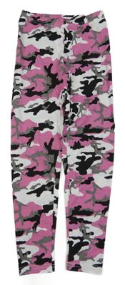 Růžovo-bílo-černé army legíny 
