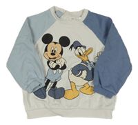 Bílo-světlemodro-modrá mikina s Mickey a Donaldem H&M