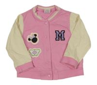 Růžovo-béžová baseballová mikina s Minnie Disney
