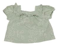 Světlezelená halenková tunika s květy Primark
