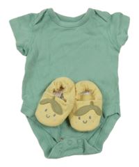 2Set - Olivové body M&S + žluté capáčky John Lewis vel. 15