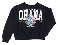 Černá oversize crop mikina se Stitchem a Angelou Disney