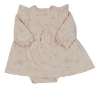 Růžové šaty s králíčky a všitým body Mothercare