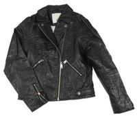 Černý koženkový crop křivák River Island