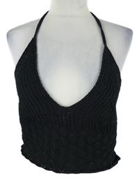 Dámský černý háčkovaný crop top H&M