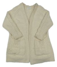 Smetanový chlupatý svetrový cardigan Zara