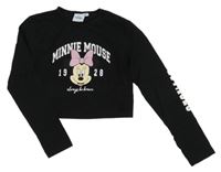 Černé crop triko s Minnie Disney