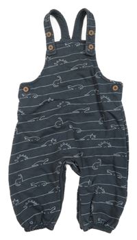 Tmavošedé pruhované laclové tepláky s dinosaury M&S