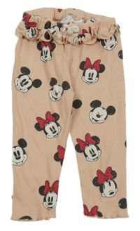 Lososové žebrované legíny s Minnie a Mickeym Zara