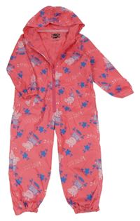 Růžová šusťáková jarní kombinéza s Peppa Pig a kapucí 