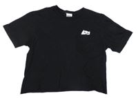 Černé crop tričko s kočkou a kapsou Ripndip