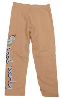 Oranžové crop legíny s jednorožcem a nápisem Little Kids