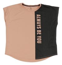 Růžovo-antracitové sportovní tričko s nápisem H&M