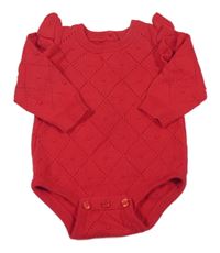 Červené perforované pletené body s 3D puntíky Matalan