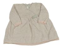 Světlerůžovo-šedé/melírované pruhované pletené šaty s mašlí Mothercare