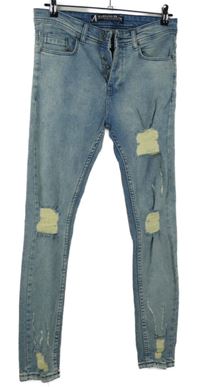 Pánské světlemodré elastické skinny rifle s prošoupáním Mariano Denim 