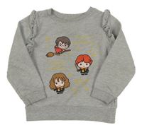Šedá melírovaná mikina Harry Potter s volánky Primark