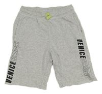 Šedé melírované teplákové kraťasy s nápisem H&M