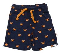Tmavomodré teplákové kraťasy s oranžovými kraby Liegelind