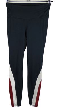 Dámské tmavomodro-karmínovo-bílé sportovní legíny H&M