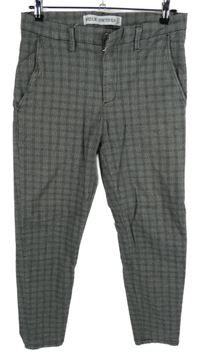 Pánské šedé kostkované stretch slim kalhoty Denim vel. 32/30