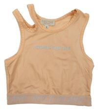 Broskvový sportovní crop top s průstřihem River Island