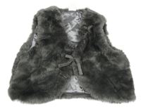 Tmavošedá kožešinová podšitá vesta H&M