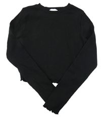 Černé žebrované crop triko Matalan