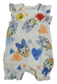 Nové - Smetanový bavlněný kraťasový overal s Daisy a srdíčky George
