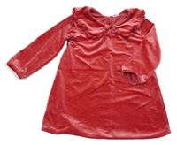 Červené sametové šaty se srdíčky a límečkem H&M