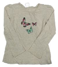Šedé triko s motýlky Papagino 
