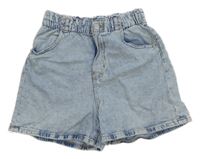 Modro-bílé paper bag relaxed hig waist riflové kraťasy H&M