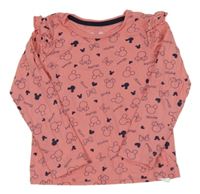 Růžové vzorované triko s Minnie a volánky Primark