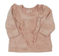 Světlerůžová sametová mikina s volánky Matalan