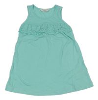 Světlemodré bavlněné šaty s volánem s madeirou Primark