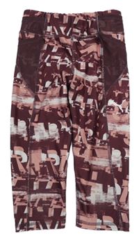 Vínovo-bílé vzorované elastické capri legíny Puma